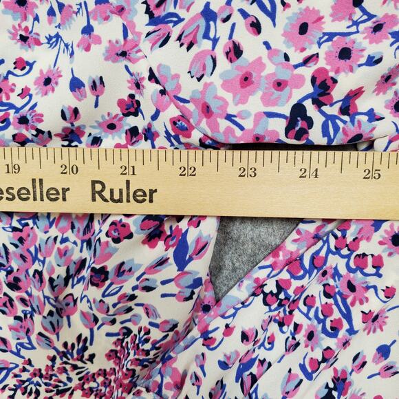 Talbots Top Womens 2X Floral Popover V-Neck Half Button Long Sleeve Boho Blouse - Picture 8 of 10